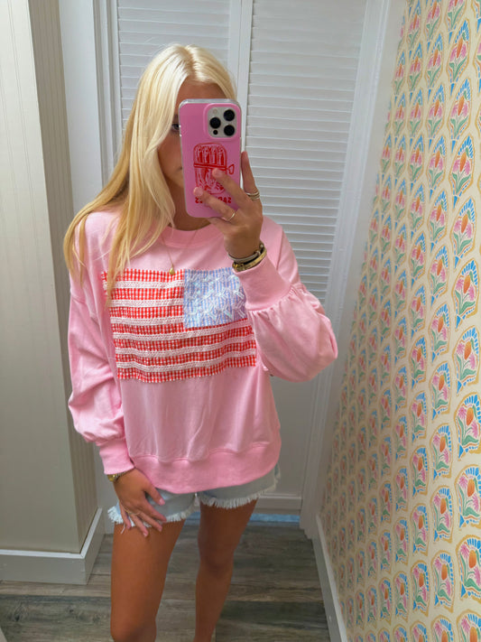 Cotton Terry American Flag Sweatshirt