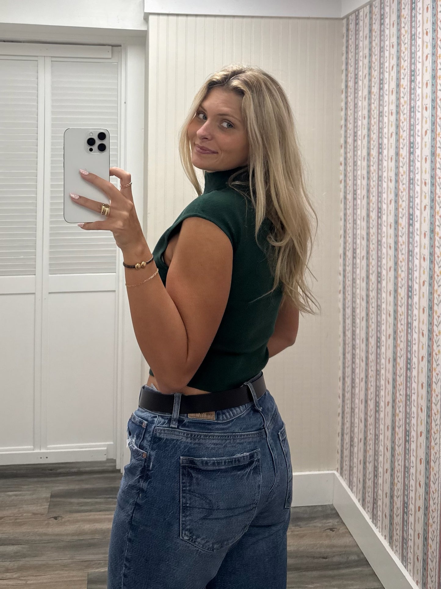 High Neck Sleeveless Sweater Top
