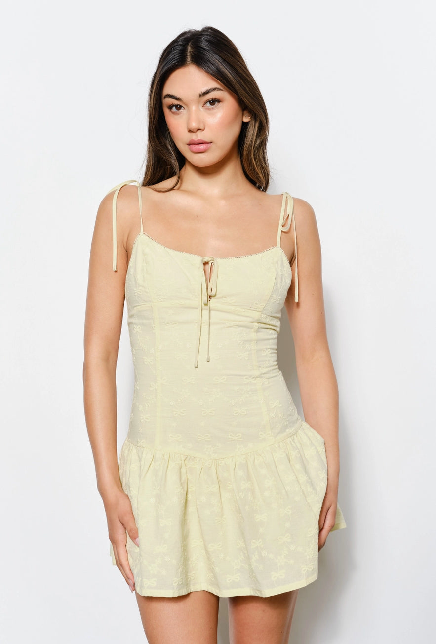 Eyelet Dropwaist Mini Dress