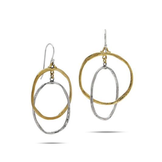 Come together earrings- Sterling Silver & Brass