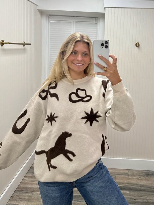 Long Sleeve Crew Neck Cowboy