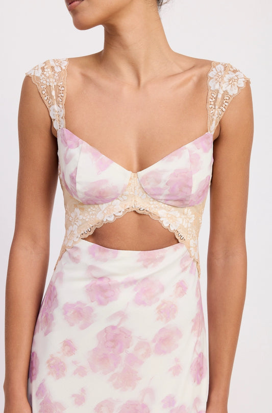 Floral Mesh Lace Trim Maxi