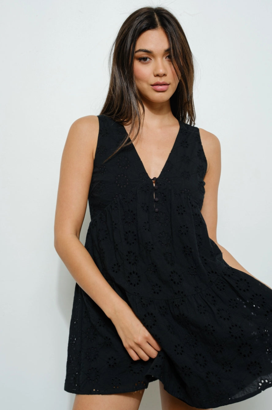 Eyelet Mini Dress