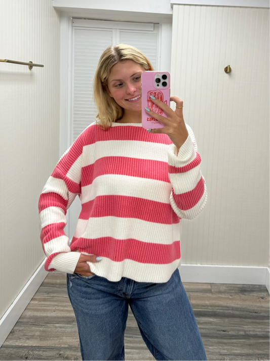 Striped Boat Neck Long Sleeve