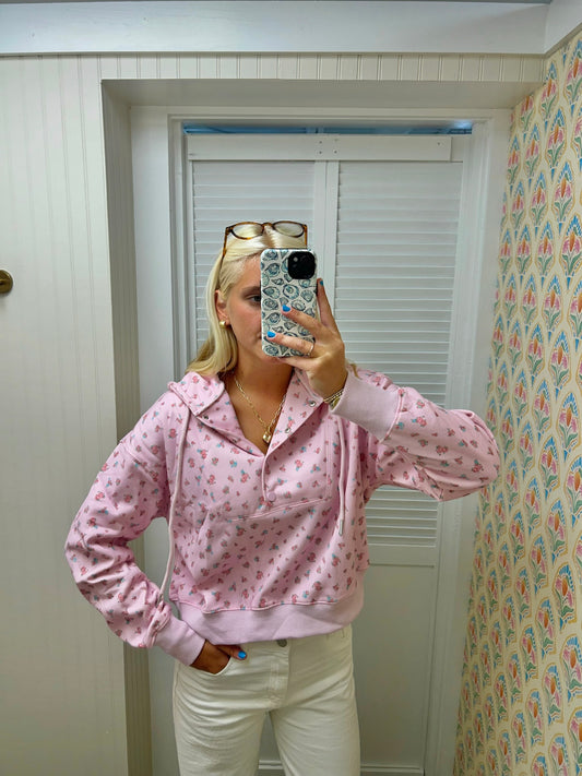 Floral Printed Fleece Hoodie