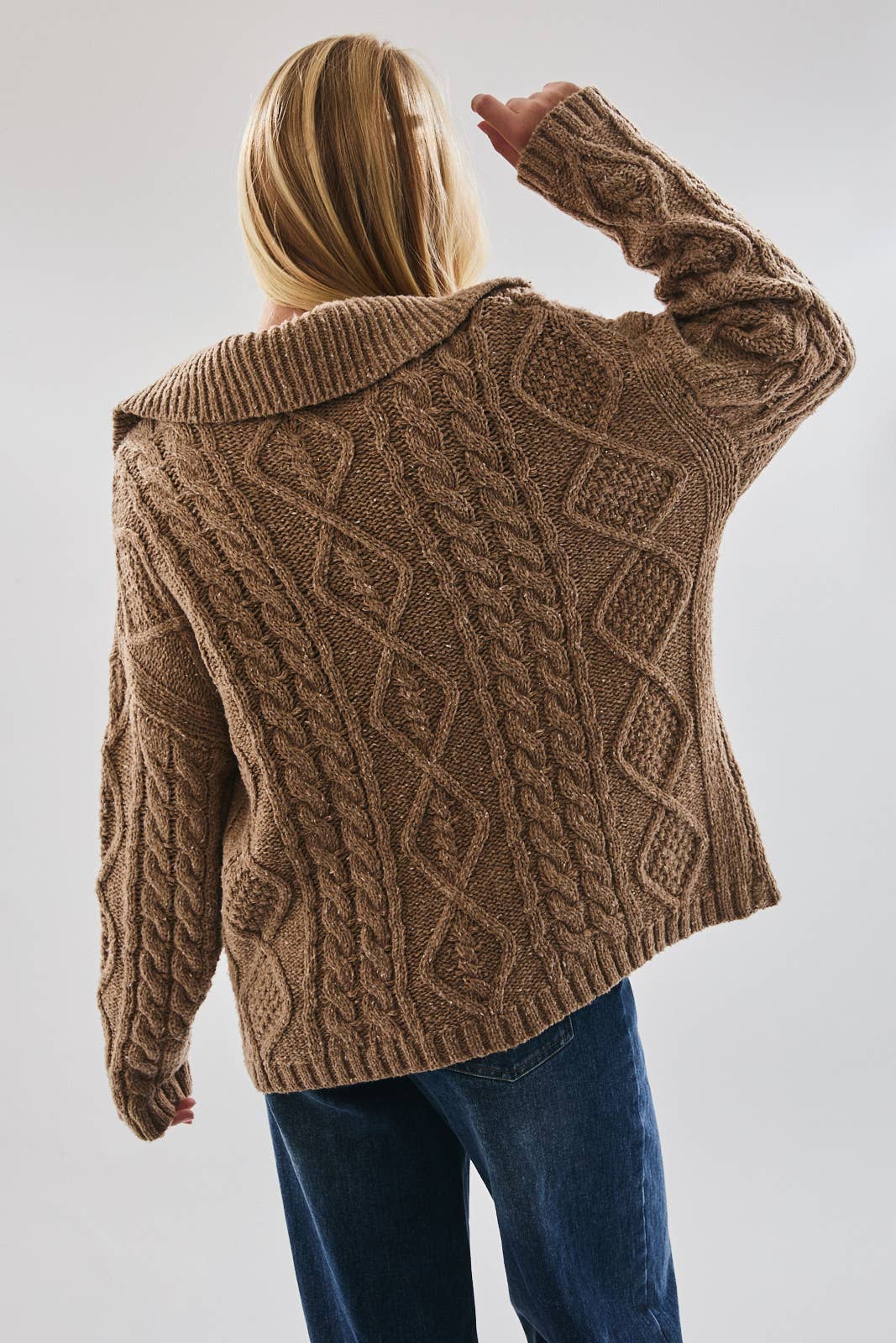 FRONT POCKET DETAIL LONG SLEEVE OVERSIZED CARDIGAN