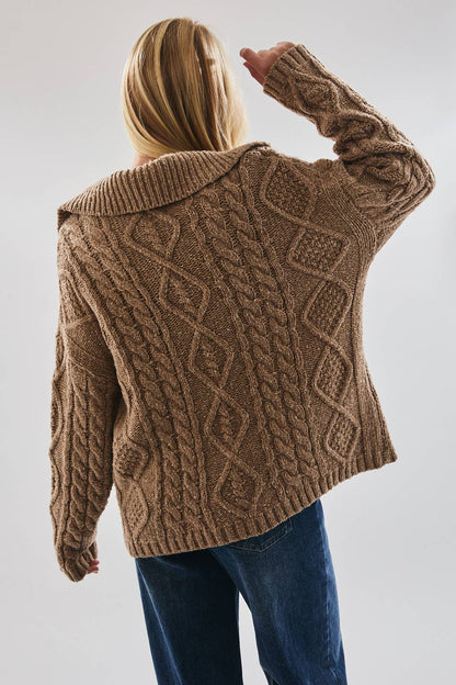 FRONT POCKET DETAIL LONG SLEEVE OVERSIZED CARDIGAN