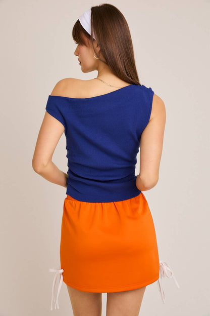 ASYMMETRICAL NECK SWEATER TOP