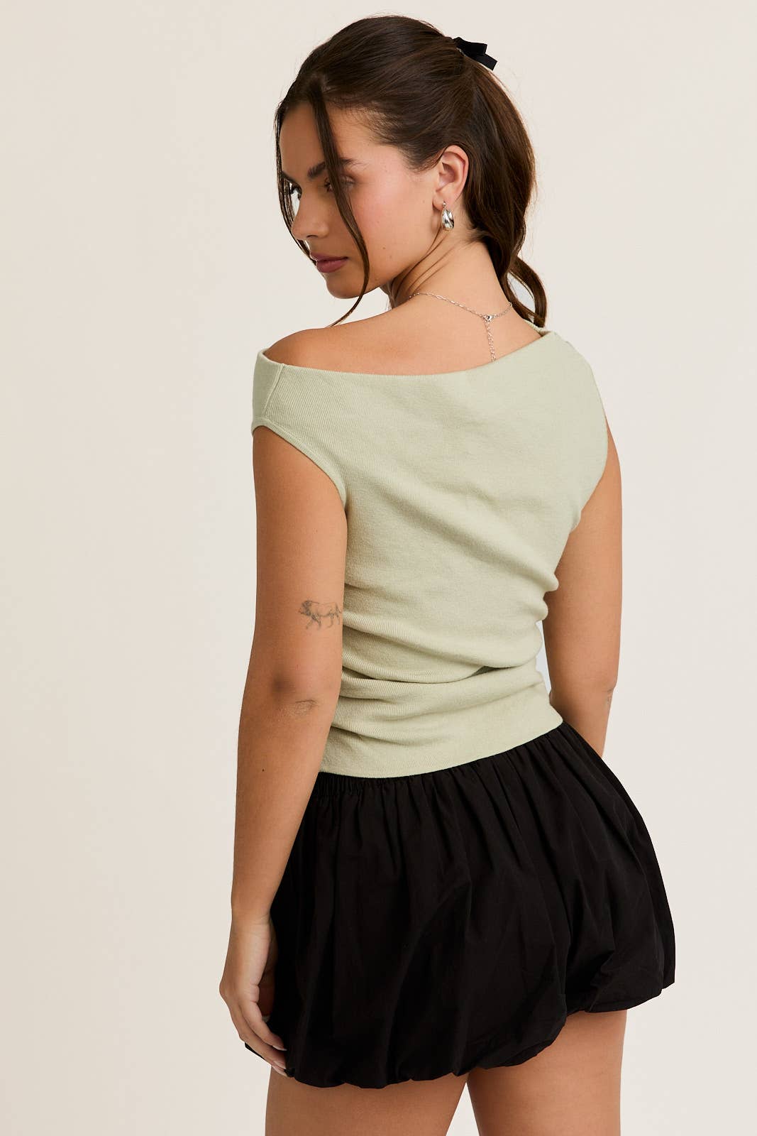 ASYMMETRICAL NECK SWEATER TOP