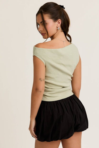 ASYMMETRICAL NECK SWEATER TOP
