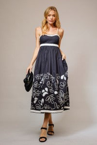 Floral Embroidered Empire Maxi Dress