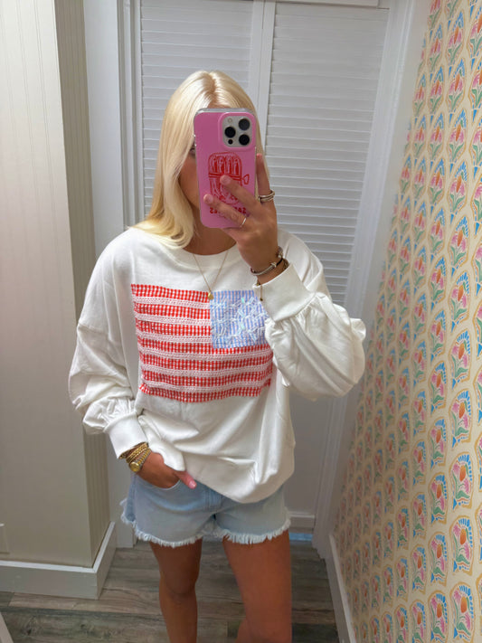 Cotton Terry American Flag Sweatshirt