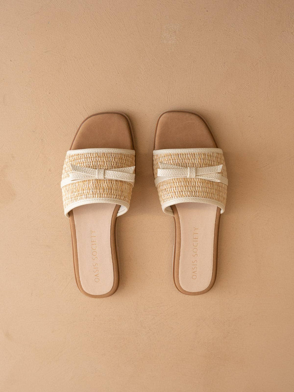 The Andrea | Natural Bow Raffia Slide – Feminine Summer Flat