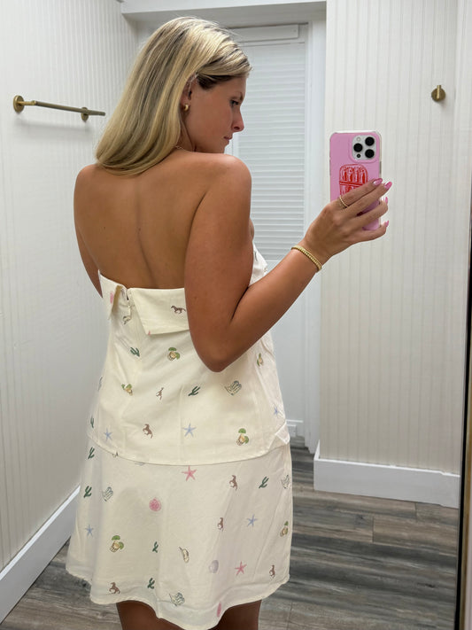 High Waisted Coastal Cowgirl Graphic Mini Skirt