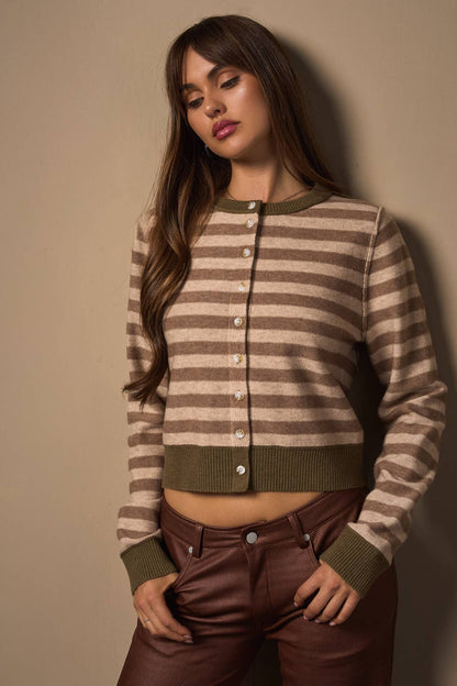 LONG SLEEVE STRIPE CARDIGAN