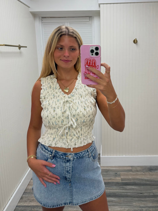 Sleeveless Smocked Top