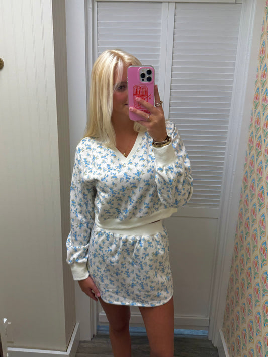 Floral Printed Cotton Poly Terry Skirt