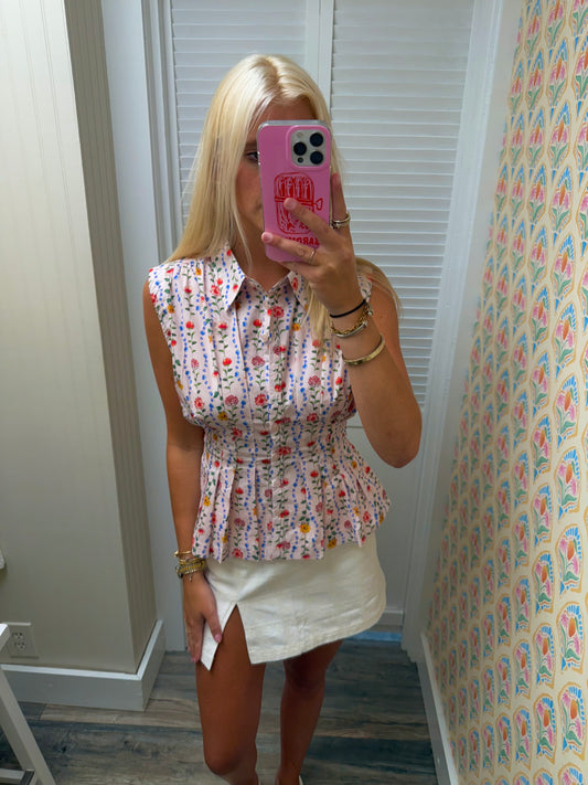 Pleated Waist Top 2Piece