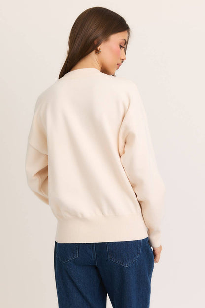 LONG SLEEVE CREW NECK PUPPY GRAPHIC SWEATER