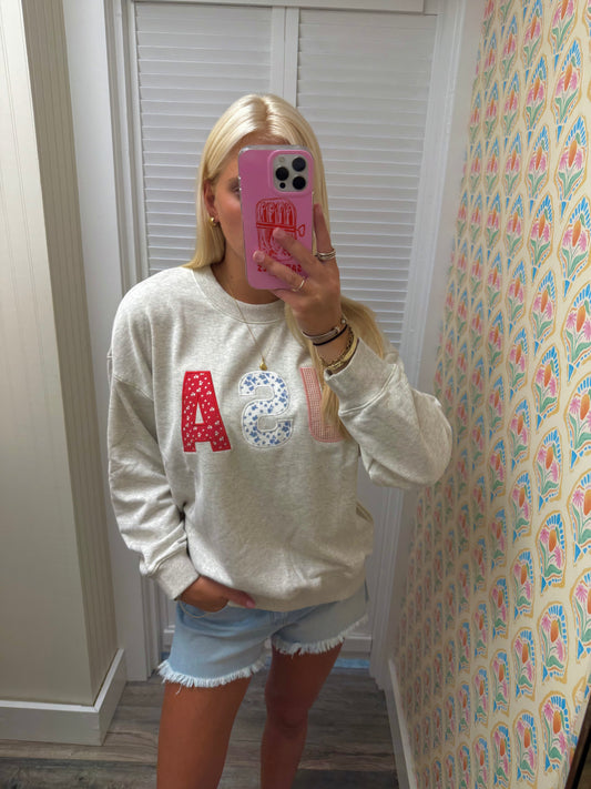 "USA" Patchwork Detail Oversized Sweatshirt