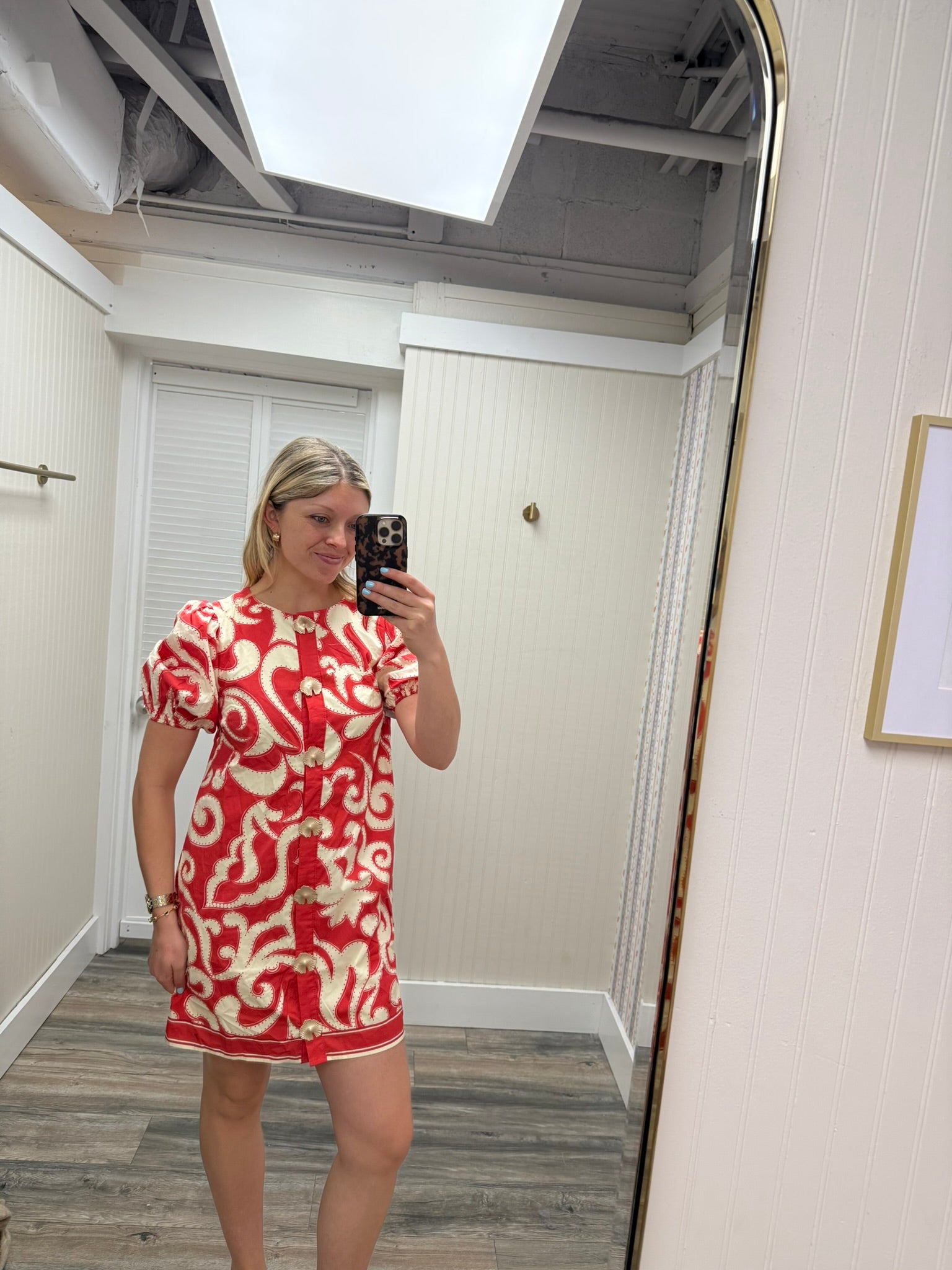 Shell Button Mini Dress