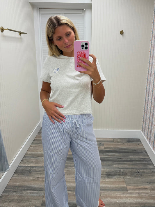 Contrast Waist Blue Stripe