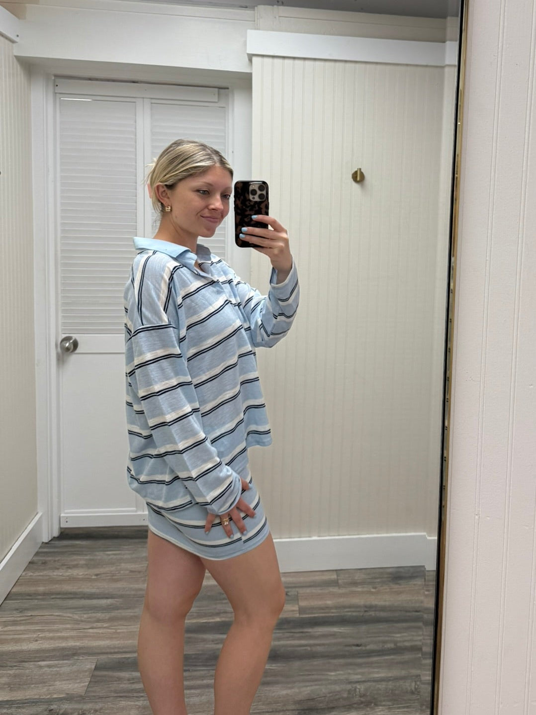 Lightweight Striped Polo/Skirt Set