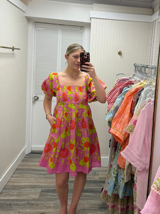 Pop Flower Border Dress