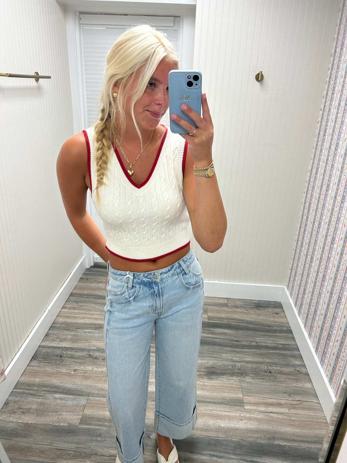 V-Neck Cable Sweater Vest