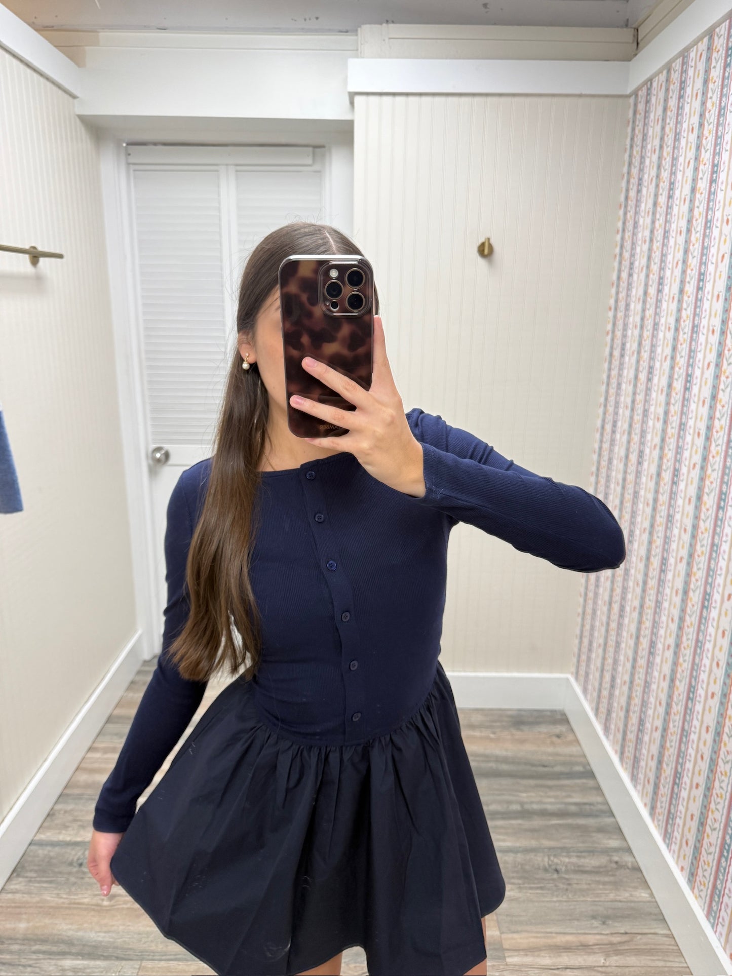 Boat Neck Knit Top Mini Dress