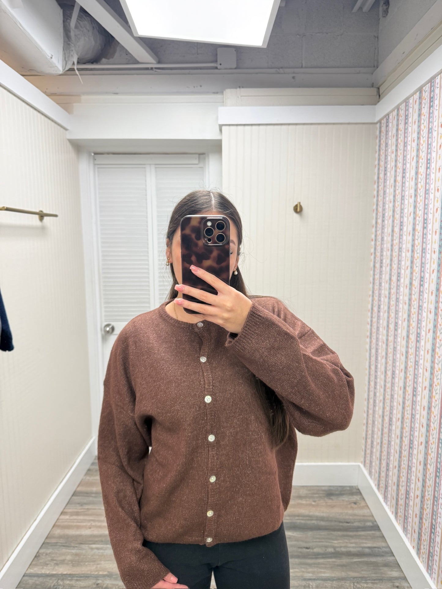 Crew Neck Cardigan Sweater