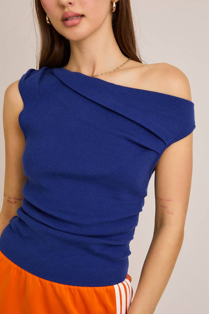 ASYMMETRICAL NECK SWEATER TOP