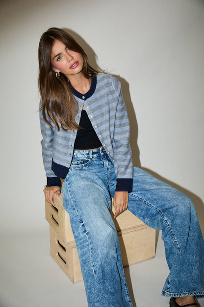 LONG SLEEVE STRIPE CARDIGAN