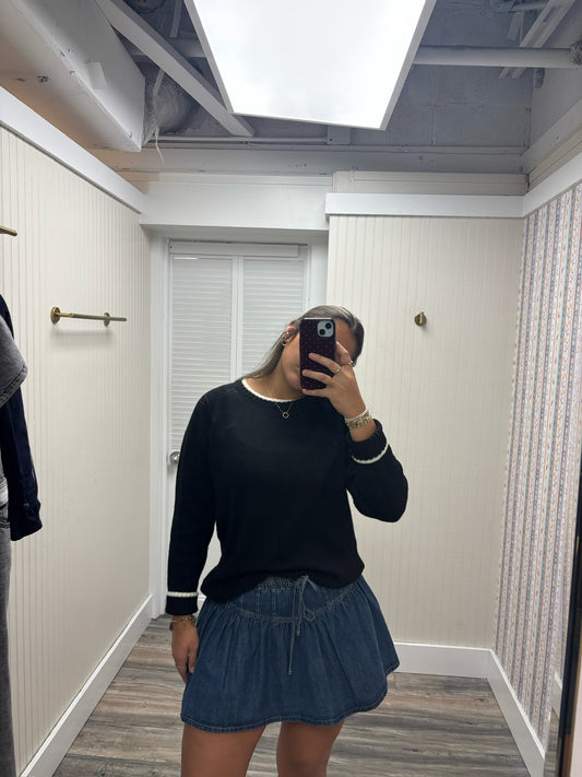 Pleated Denim Skirt