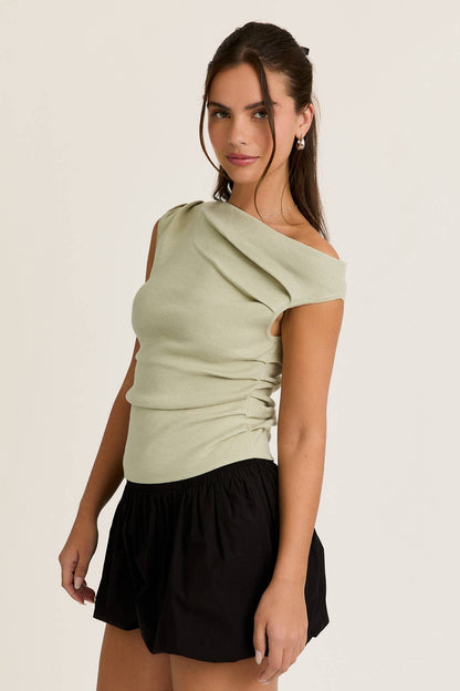 ASYMMETRICAL NECK SWEATER TOP