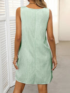 Striped Button Strap Pocket Mini Dress