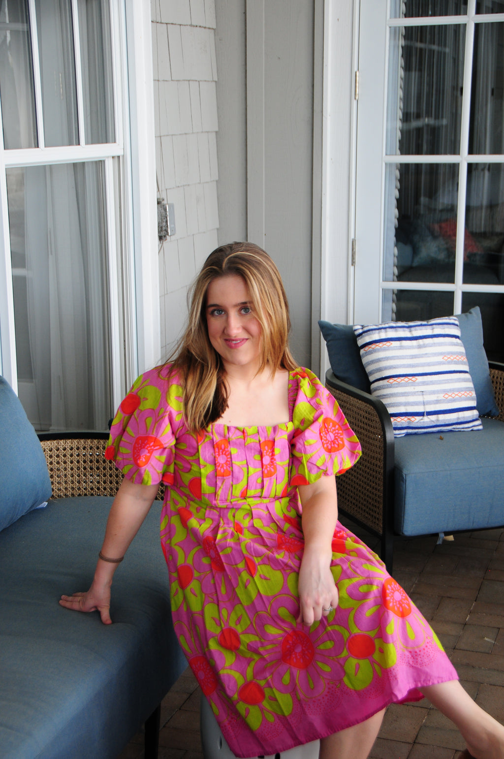 Pop Flower Border Dress