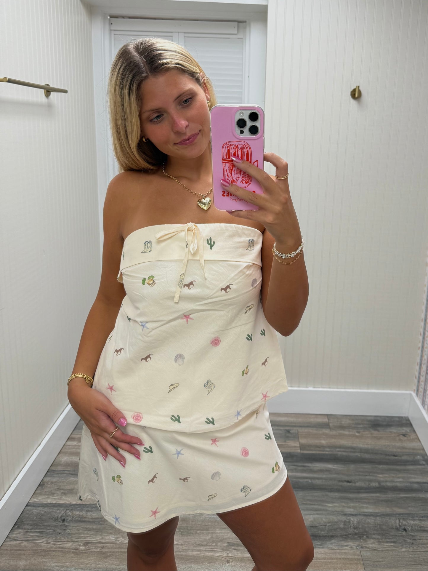 Strapless Folded Cowgirl Graphic Top