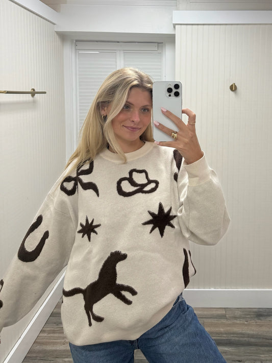 Long Sleeve Crew Neck Cowboy