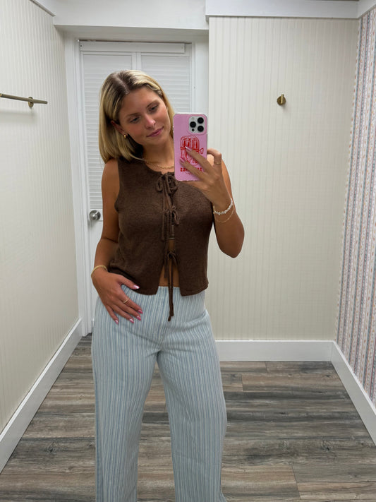 Striped Straight Denim Pants