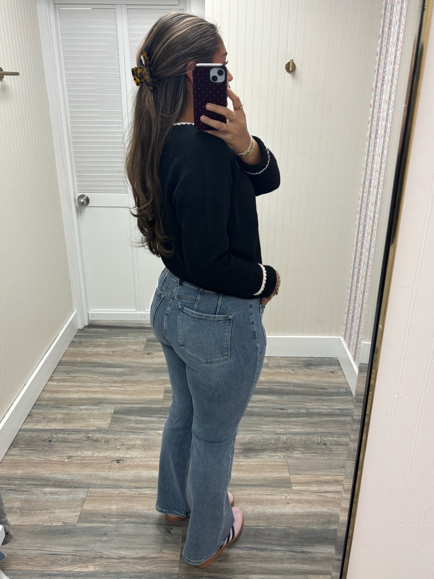 High Rise Crop Flare with Hem Detail