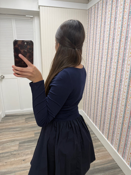 Boat Neck Knit Top Mini Dress