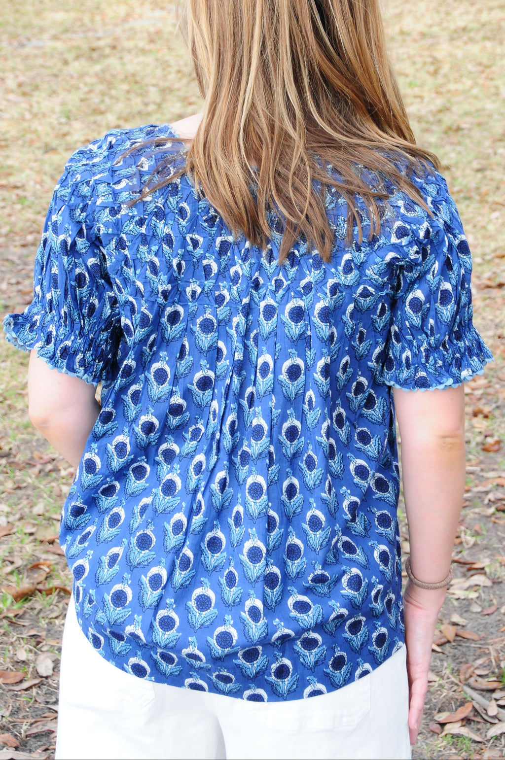 Smocked Neck Top