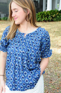 Smocked Neck Top