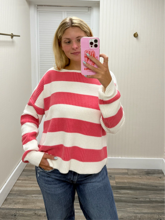 Striped Boat Neck Long Sleeve