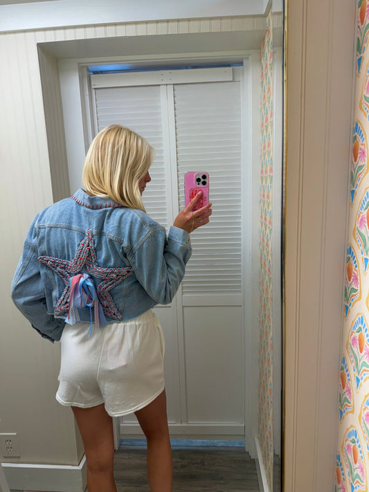 Star Patch Washed Denim Jacket