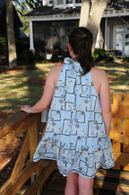 Embroidered Tie Back Halter Dress