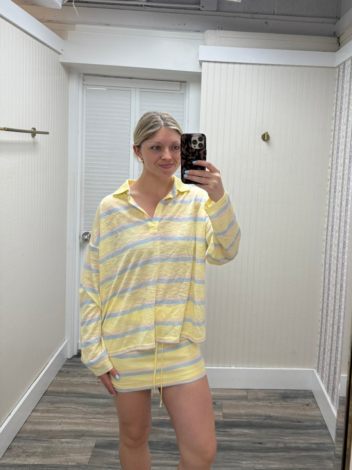 Lightweight Striped Polo/Skirt Set