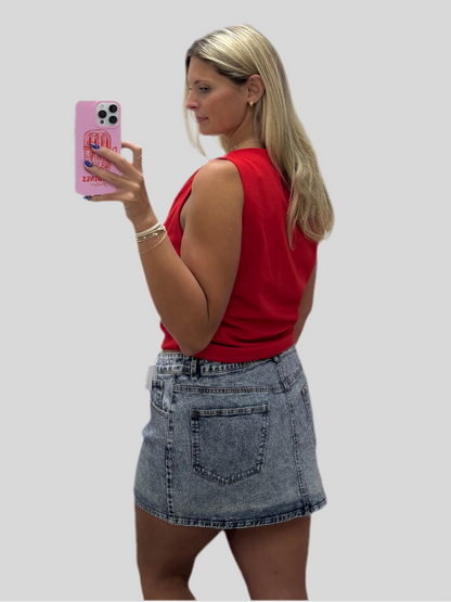 Iridescent Detail Micro Denim Skirt