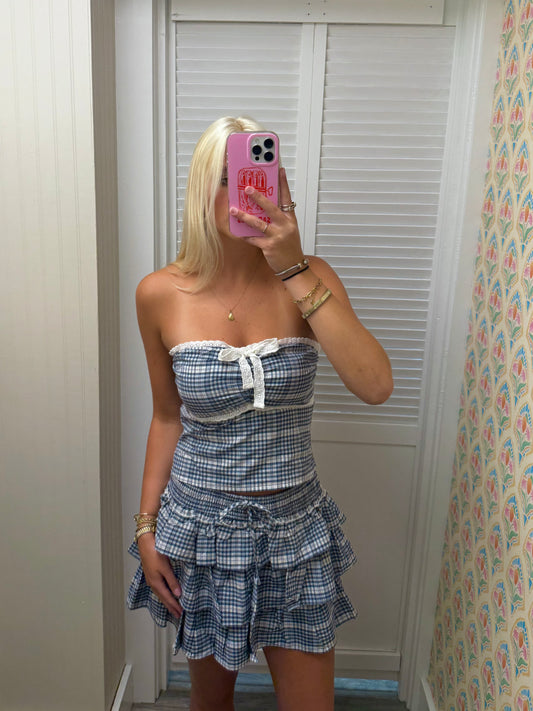 Lace Trim Tube Top With Mini Skirt